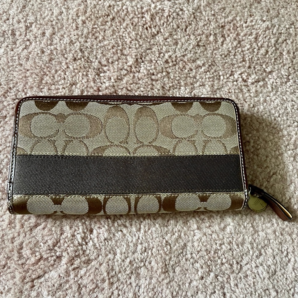 Coach zip around wallet brown